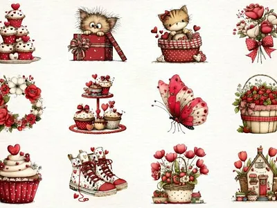 Whimsical Valentine's Day Clipart animation branding design graphic design illustration logo ui valentine vector