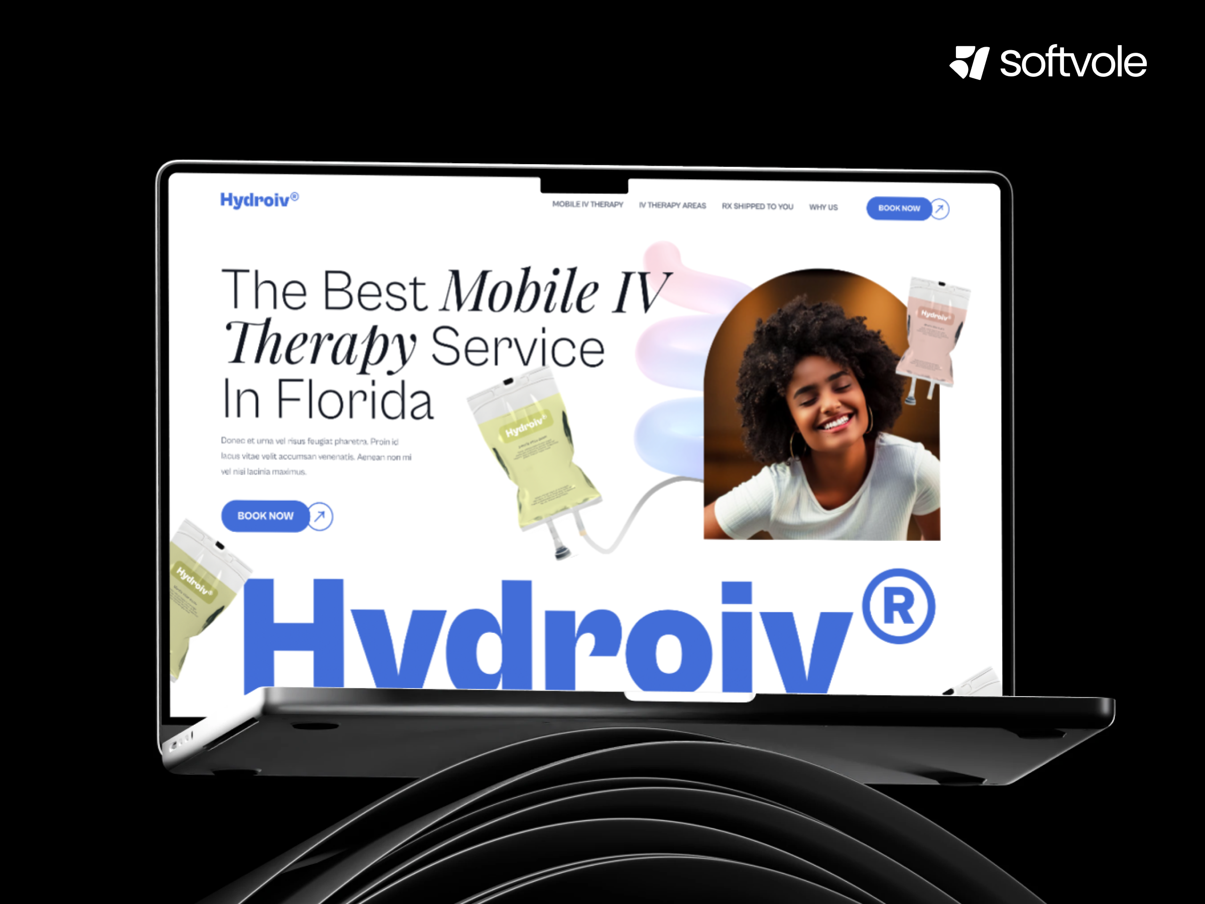 Hydroiv – Modern Mobile IV Therapy Web Experience aesthetic ui clean ui design conversion focused design florida healthcare health ui healthcare ux hydroiv landing page design medical website design minimalist ui mobile iv therapy online booking ux premium web design softvole softvole ui uiux design user experience design wellness brand wellness website