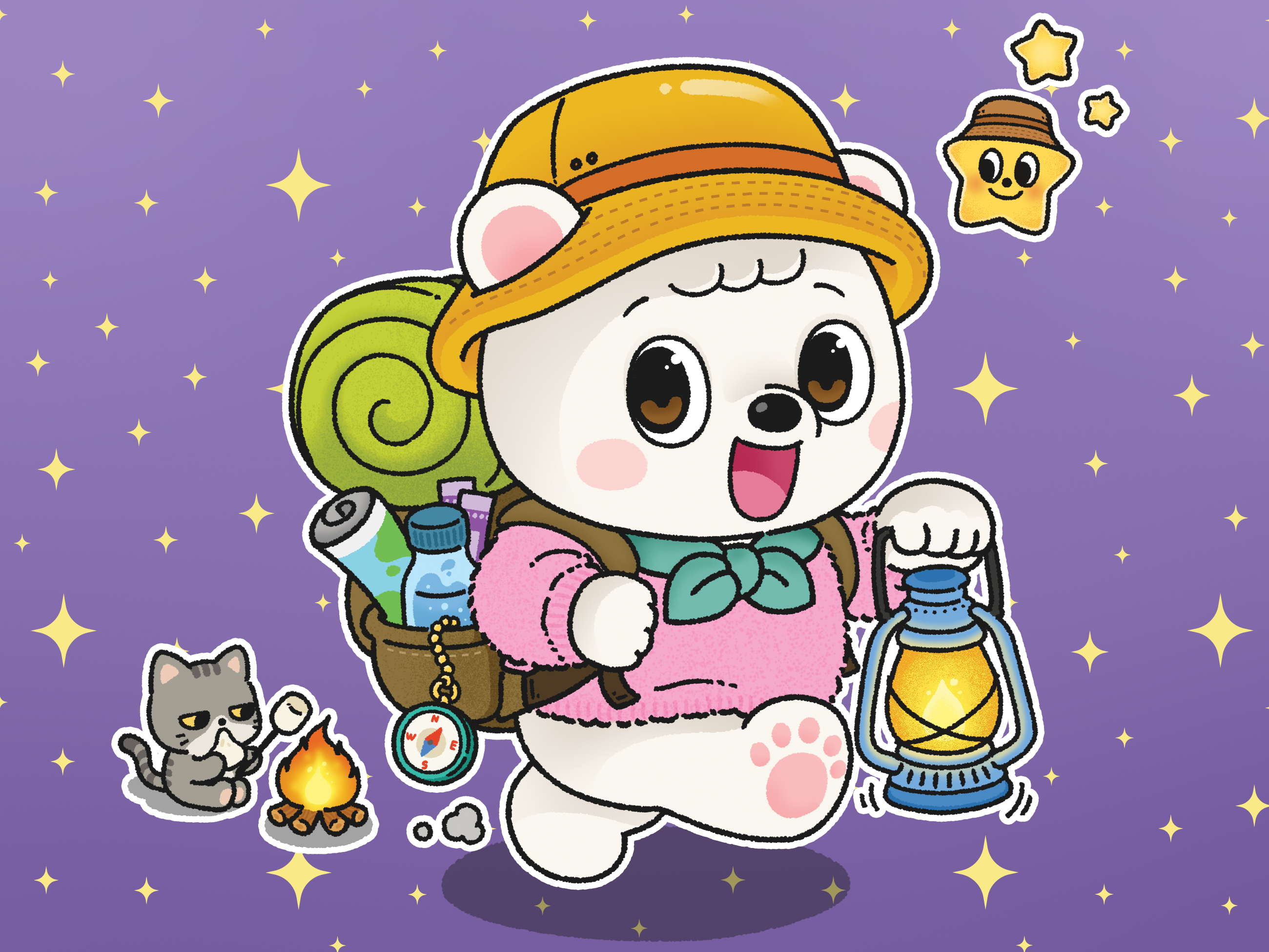 Camping Adventure Polar Bear – Cover Illustration book cover camping illustration character illustration children illustration cover illustration illust illustration playful