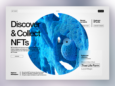 NFT UI Design for Marketplace 3d branding design figma flat graphic design hero design hero section hero ui landing page logo minimal typography ui ui webdeisgn ux vector web webdesign website