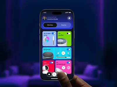 Smart Home Control App app blue controller controls fireart home monitor internet of things mobile design monitoring room controller smart devices smart home smart home app smart house smart lamp smart tv temperature ui ux wellbeing