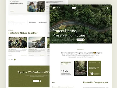 OnEarth – Nature Conservation Landing Page Figma digital design eco friendly environment figma figma design green living landing page modern website nature responsive sustainability ui design ui inspiration ui showcase ui trends uiux ux design web design