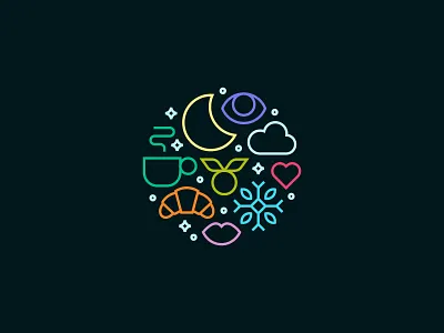 Winter Comforts berry cloud coffee croissant eye heart icon icons lips logo love moon snowflake stars winter