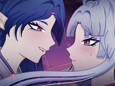 Anime-style love scene / Book visualization 2d 2d animation a kiss animation animation of girls anime characters creative creator frame by frame animation girls hair animation illustration illustration of girls japanese love story motion people