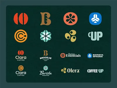 Food and Drink Related Brands barista branding coffee corporate logo creative logo drink food jeroen van eerden lettermark logo logo collection monogram portfolio