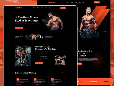 Fitness & Wellness Landing Page Design dark ui fitness website gym website health fitness landing page modern website ui design ux design web design