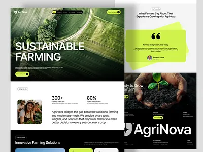 Designing the Future of Sustainable Farming agriculture agtech app design clean farming graphic design landing page design minimal sustanable ui ui designer ui ux design website design