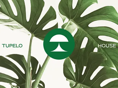 Tupelo House brand green house logo monsterra plant t tree tupelo
