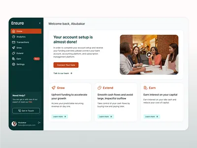 Fintech Dashboard – Account Setup & Growth Experience account app b2b dashboard dashboard design design finance fintech funds onboarding payments portal qala saas trending ui ux web web app