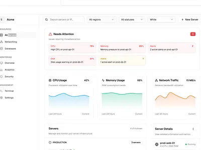 Servers Management Dashboard app design typography ui