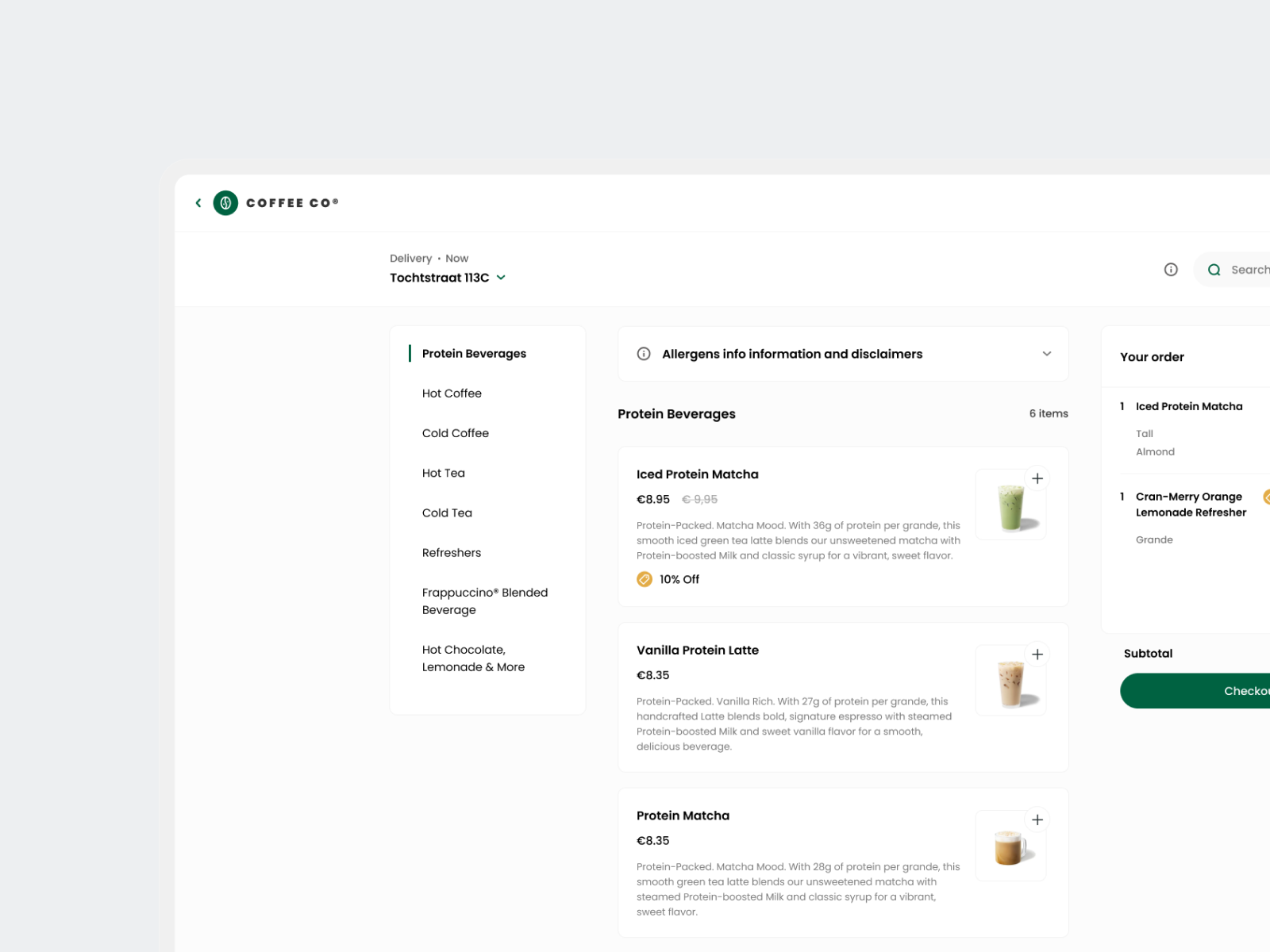 Coffee Ordering — Desktop UI/UX Concept coffee website desktop interface e commerce figma interaction design ordering flow product design uiux user experience web design