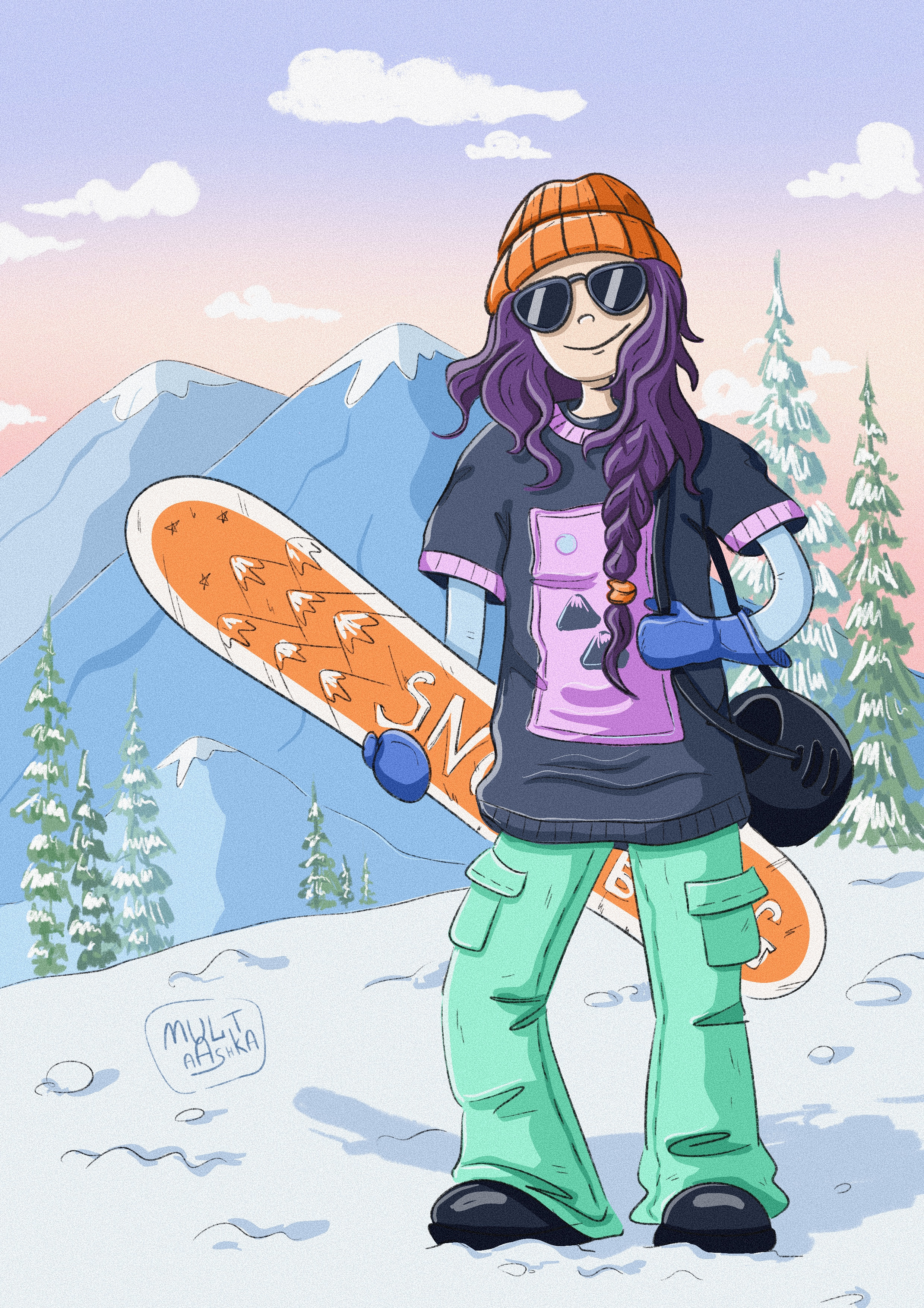 Postcard "Active Weekend" art design graphic design illustration typography