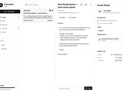 Inbox, Simplified mail ui ui design uiux web design web development website design