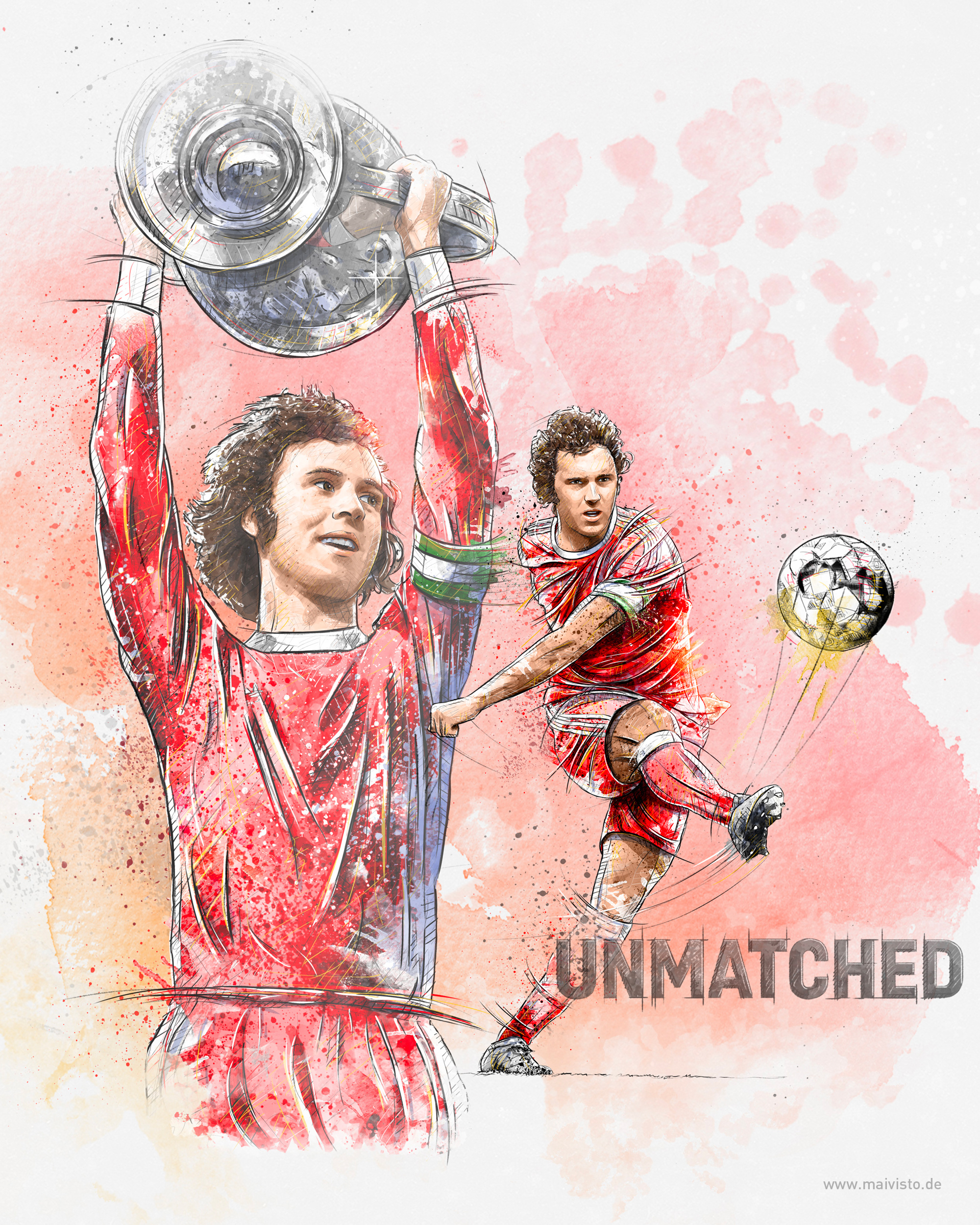Illustration of Franz Beckenbauer for FC Bayern Munich beckenbauer drawing fc bayern football illustration illustration ink pencil photoshop sports illustration wacom watercolor