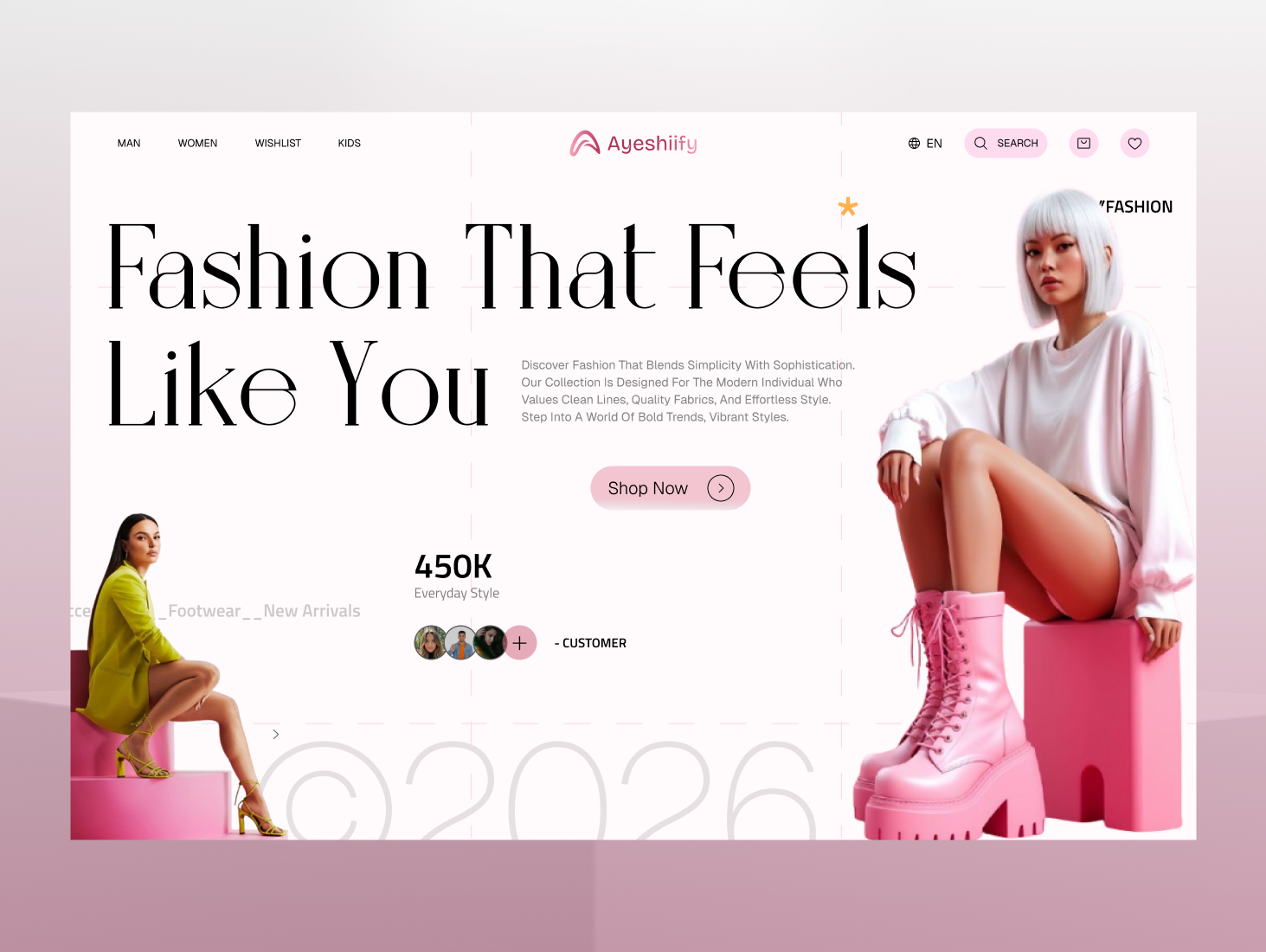 E-commerce website hero section ui