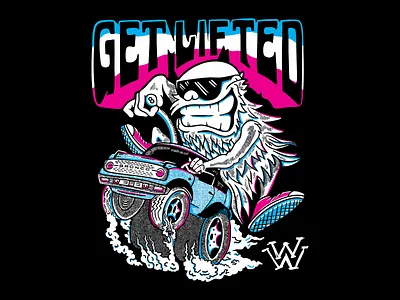 Get Lifted bronco ford illustration mascot procreate rat fink vector