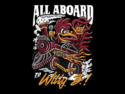 All Aboard Illustration gamecock illustration mascot procreate rat fink rooster train