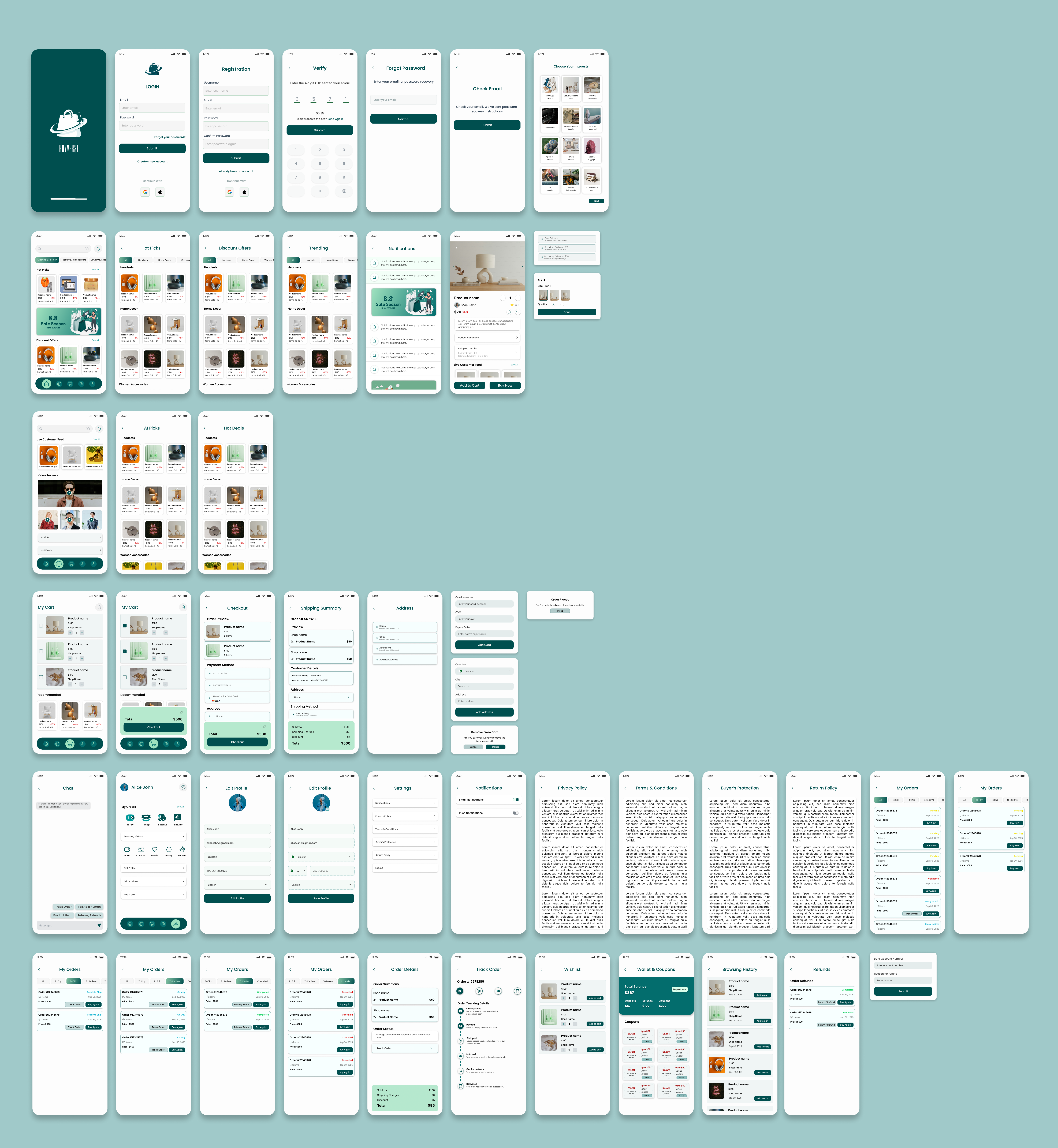 AI Powered E-commerce App app design ui ux