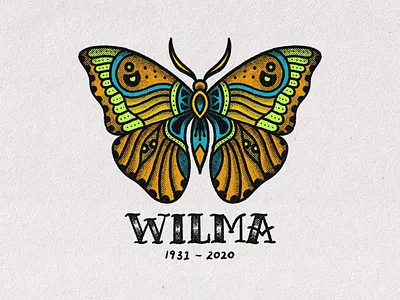 Wilma american traditional butterfly procreate tattoo typography