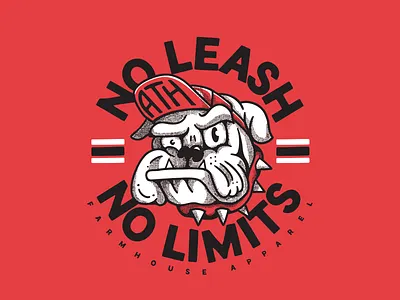 No Leash, No Limits adobe fresco bulldog character design mascot procreate typography vector