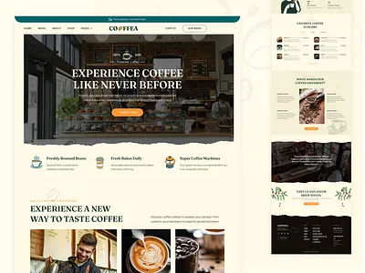 Cafe Website branding cafe cafe website design coffee coffee branding coffee shop coffee shop branding coffee website food drink homepage design landing page minimal modern modern website design restaurant ui design ui ux design ux design web design website