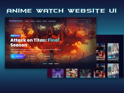 Anime Watch Website UI Design anime website modern website design ui uiux website design