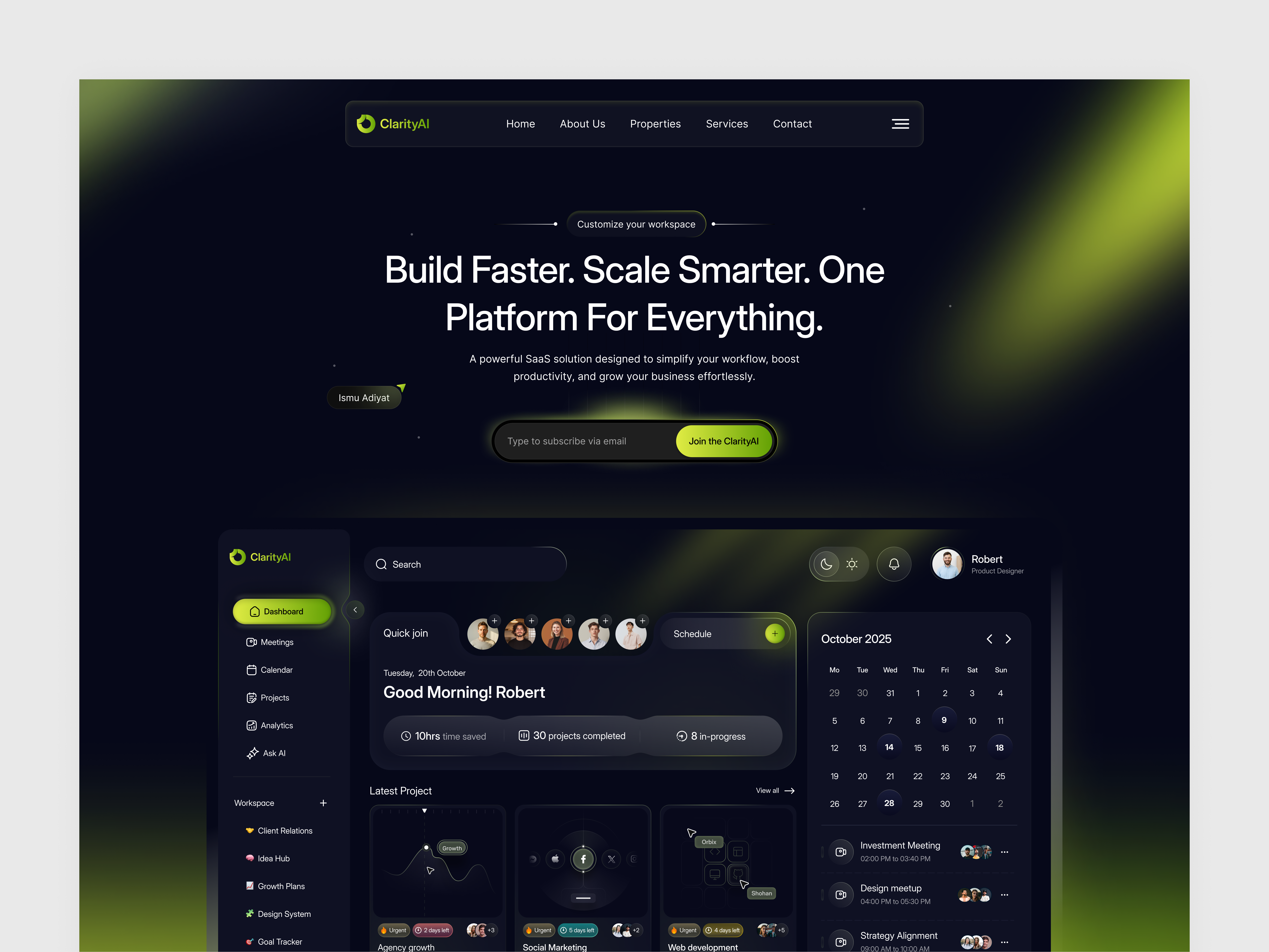 ClarityAI — All-in-One SaaS Dashboard | Web App UI Design by Orbix ...