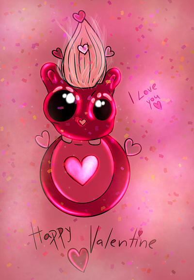 Happy Valentine's Day abstract animals digital art illustration