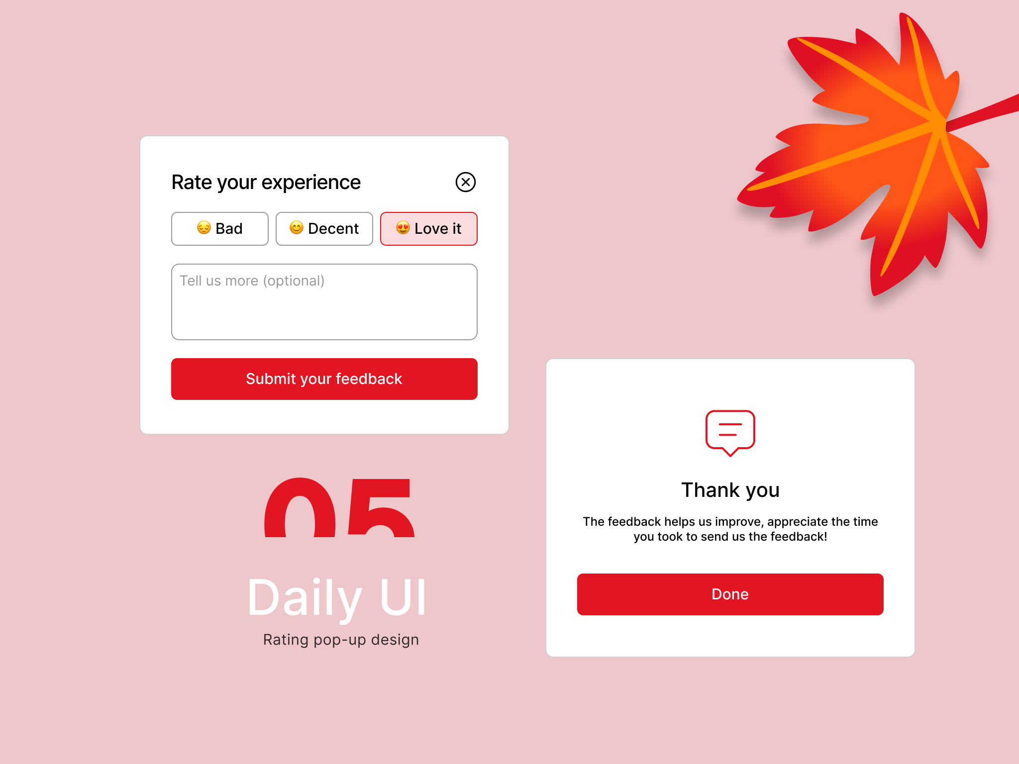 Daily UI #05 — Rating Pop-up Design dailyui feedback ui figma interface microinteraction minimal modal design rating popup uidesign user feedback ux design