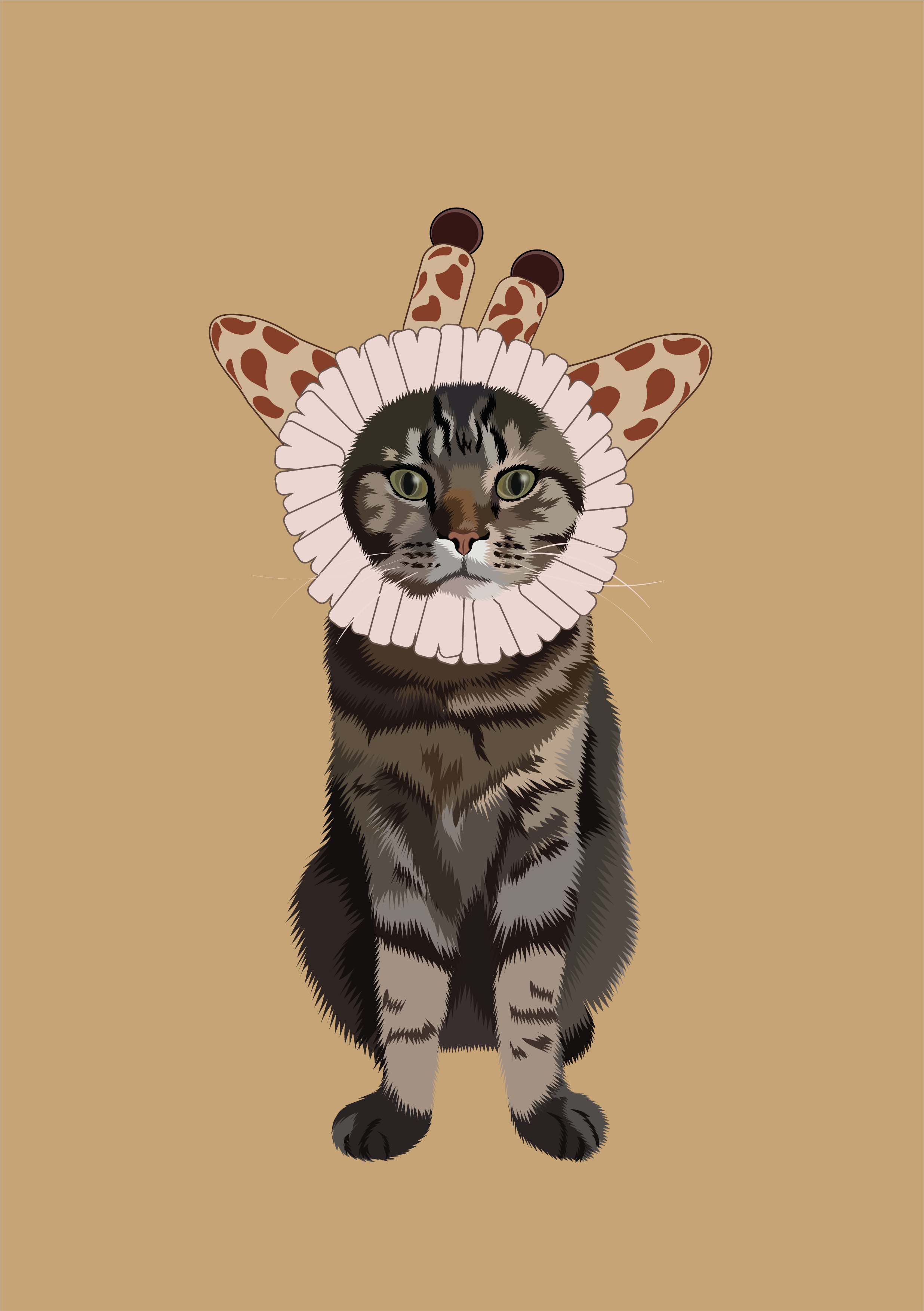 Giraffe? Nope. Just a Cat animal cartoon style cat illustration character illustration comedy cute but strange eird art flat design funny giraffe costume humor mashup minimal pet playful quirky silly whimsical art