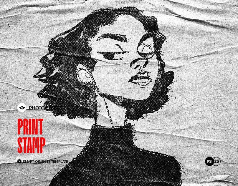 Print Stamp Effect design effect glued graphic design paper photoshop print solasome stamp template texture