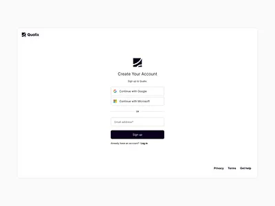 Qualix - Sign Up Page branding create account dashboard email google microsoft sign in sign up sso ui ux webapp website