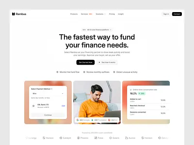 Rambus - Fintech Platform That Converts b2b conversion dashboard design finance fintech growth landing page platform product design saas startup ui ui design web web design webdesign website