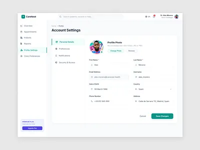 CareNest — Manage Your Profile, Your Way app brand dashboard desktop graphic design health healthcare minimal mobile modern tech uiux web