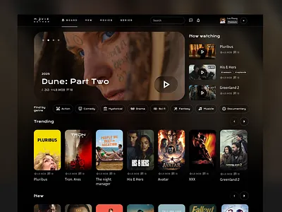 Movie Streaming Platform — UI Exploration cinema clean concept minimal movie serial streaming web