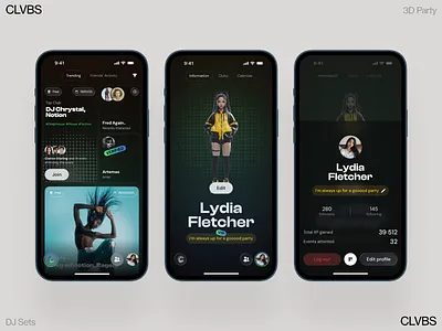 CLVBS DJ 3d ai dashboard design homepage illustration interface ios iphone mobile music os
