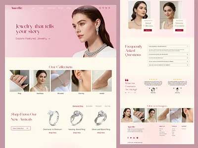 Jewelry Website UI Design app app design design ecom web design ecommerce website home page home screen jewellery website design jewelry app jewelry website landing page pink ui ui design uiux ux web design website design