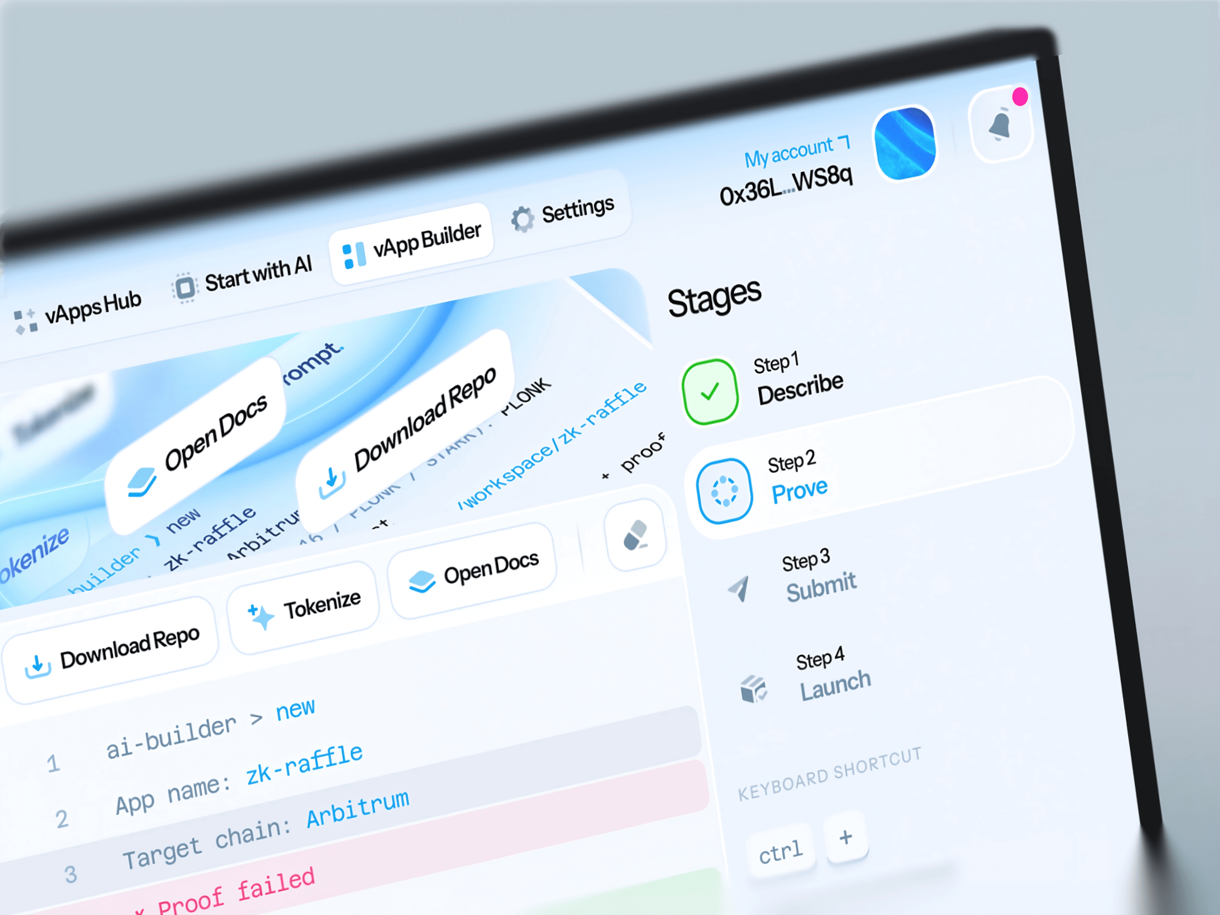 0vApps: AI-based vApp Builder Terminal 3d ai assistant analytics app design app ui blockchain app crypto payments cryptocurrency dashboard ecommerce fintech management platform product product design saas service smart software web app