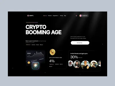 AI-Powered Crypto Trading Dashboard UI branding crypto dark ui dribbleshots landing page ui ux web design