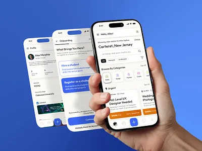 Job Marketplace app for Students app discover gig job marketplace mobile modern student ui