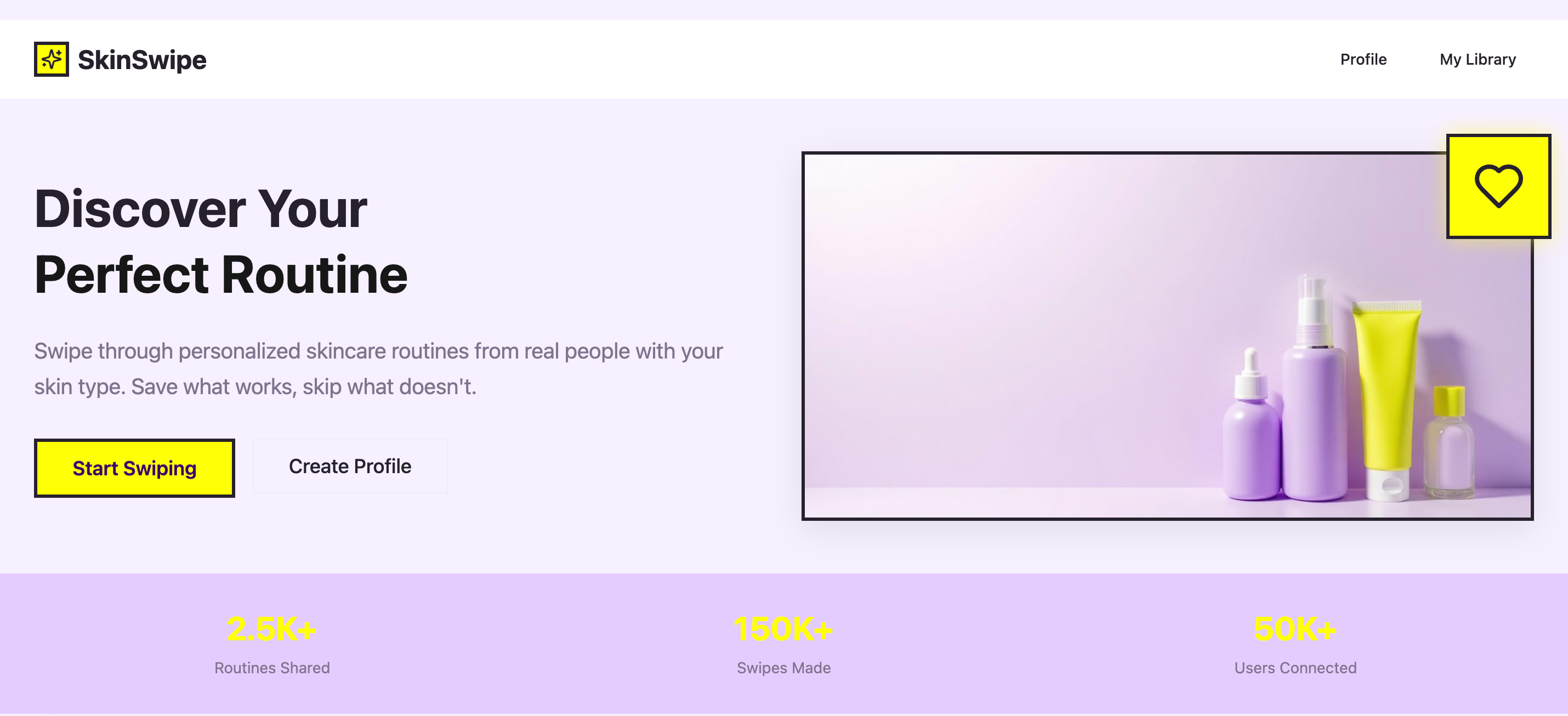 Landing page for skincare routine finder
