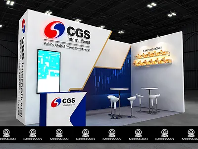 CGS International 3x6 Booth InvestSmart 2025 3d booth branding charity design event exhibition render show space trade