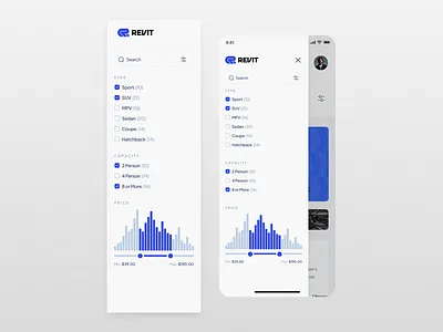 Sidebar design for car renting platform. product design ui design web design