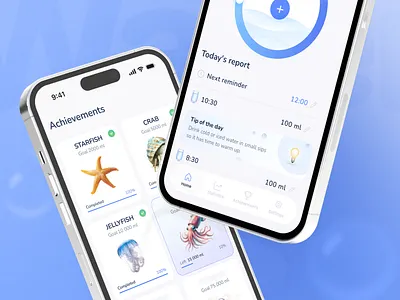 Water Reminder & Motivation 🌟 Mobile App app ui water reminder water tracker