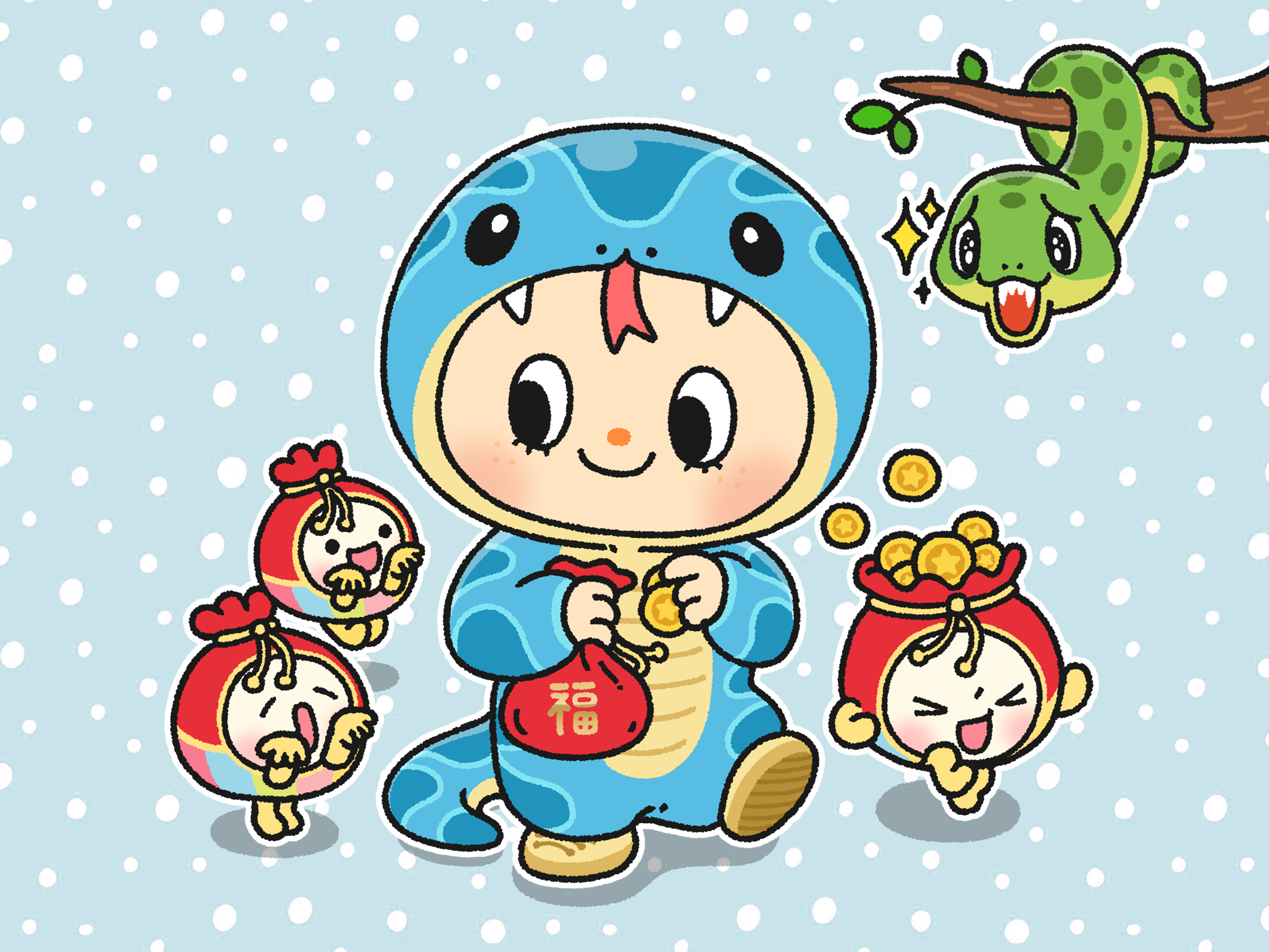 Year of the Snake Celebration – Cover Illustration book cover character illustration children illustration cover illustration illust illustration lunar new year playful snake character