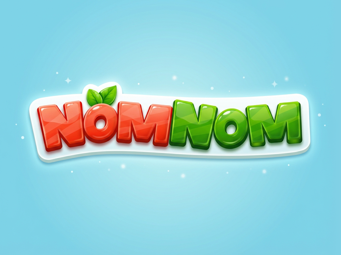 NomNom Game Logo Design 3d logo 3d logo design berry branding casual casual logo casual logo design casual logo game design design game game design game logo design graphic design illustration illustration logo illustration logo design juicy light logo tipography