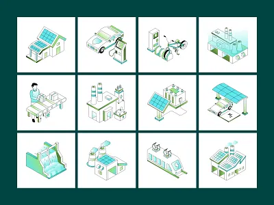 Future Tech and Innovation Isometric Illustrations art artwork business creative design digital future futuristic illustration industry innovation isometric print productivity robotics science startup tech technology vector