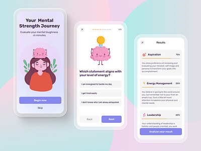 Mental Strength App app illustration mental health mental strength minimal mobile app design mobile ui ui