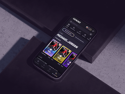 Genezys - Web3 app card dark mode fancard game product scroll sport ui win