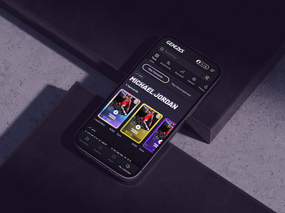 Genezys - Web3 app card dark mode fancard game product scroll sport ui win